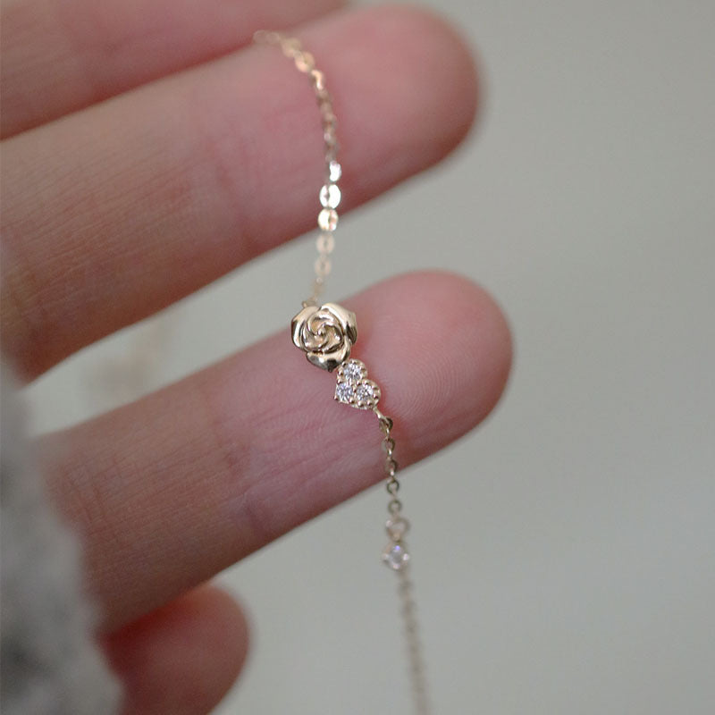 925 sterling silver rose bracelet - golden