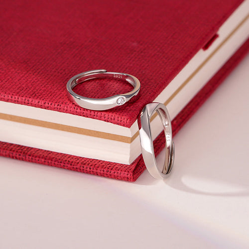 925 sterling silver couple ring - silvery
