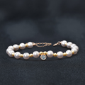 S925 Sterling Silver, Moissanite, and Pearl Bracelet