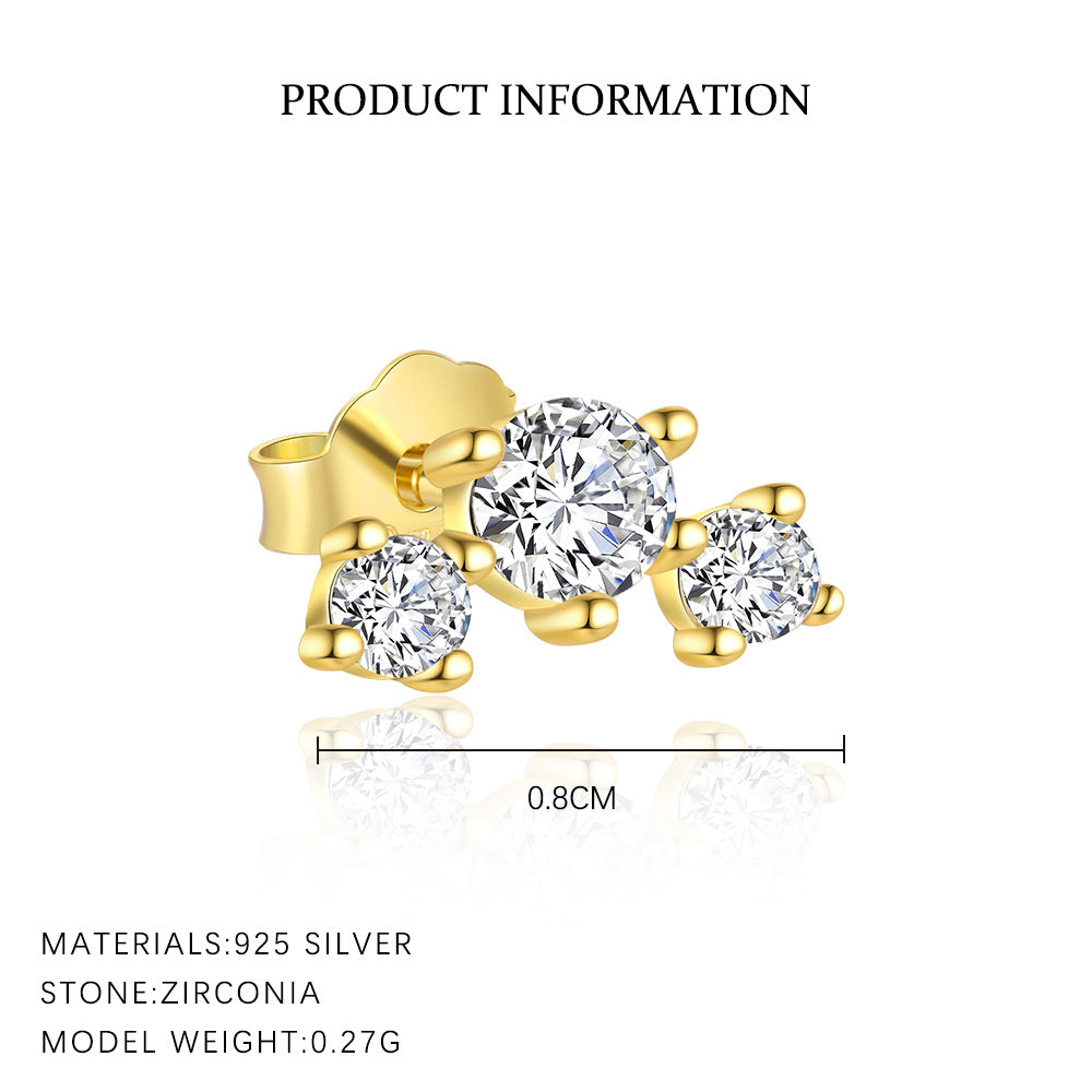 S925 Sterling Silver Zircon Stud Earrings