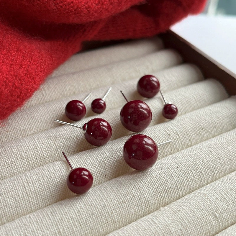 925 sterling silver cinnabar earrings - silvery