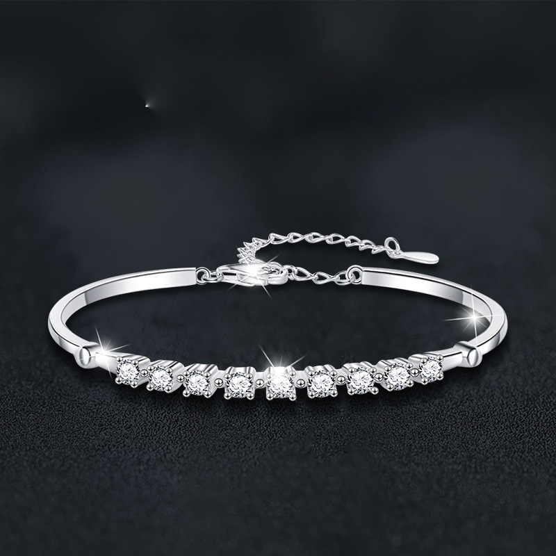 S925 Sterling Silver Moissanite Row Bracelet