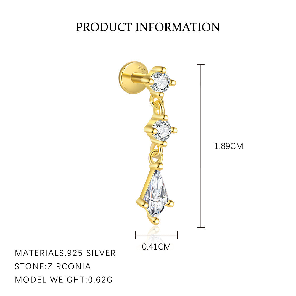 S925 sterling silver stud earrings with cubic zirconia