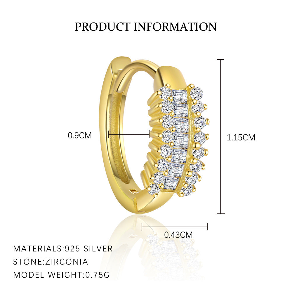 S925 Sterling Silver Geometric Zirconia Earrings