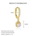 S925 Sterling Silver Geometric Zircon Earrings with Pearls