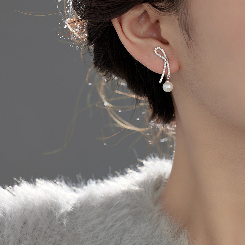 925 sterling silver ribbon shaped earrings