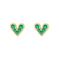 S925 Sterling Silver Heart Stud Earrings with Colorful Zirconia