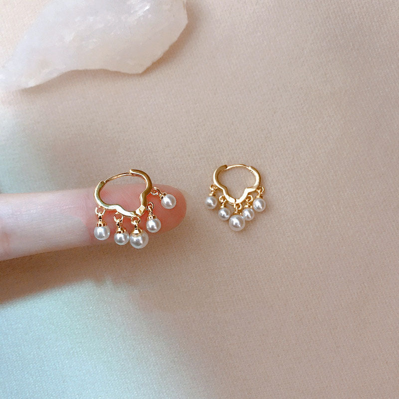 925 sterling silver imitation pearl ear buckle - golden
