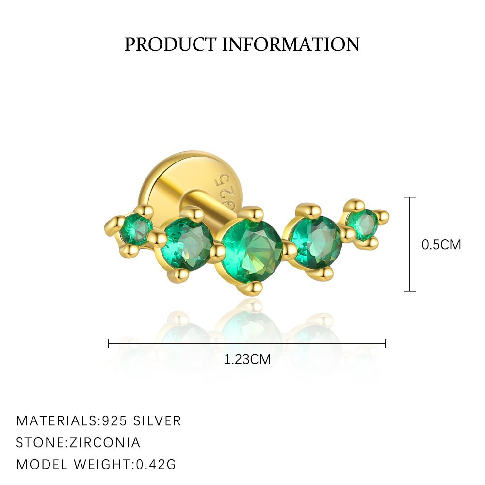 S925 Sterling Silver Geometric Zircon Stud Earrings