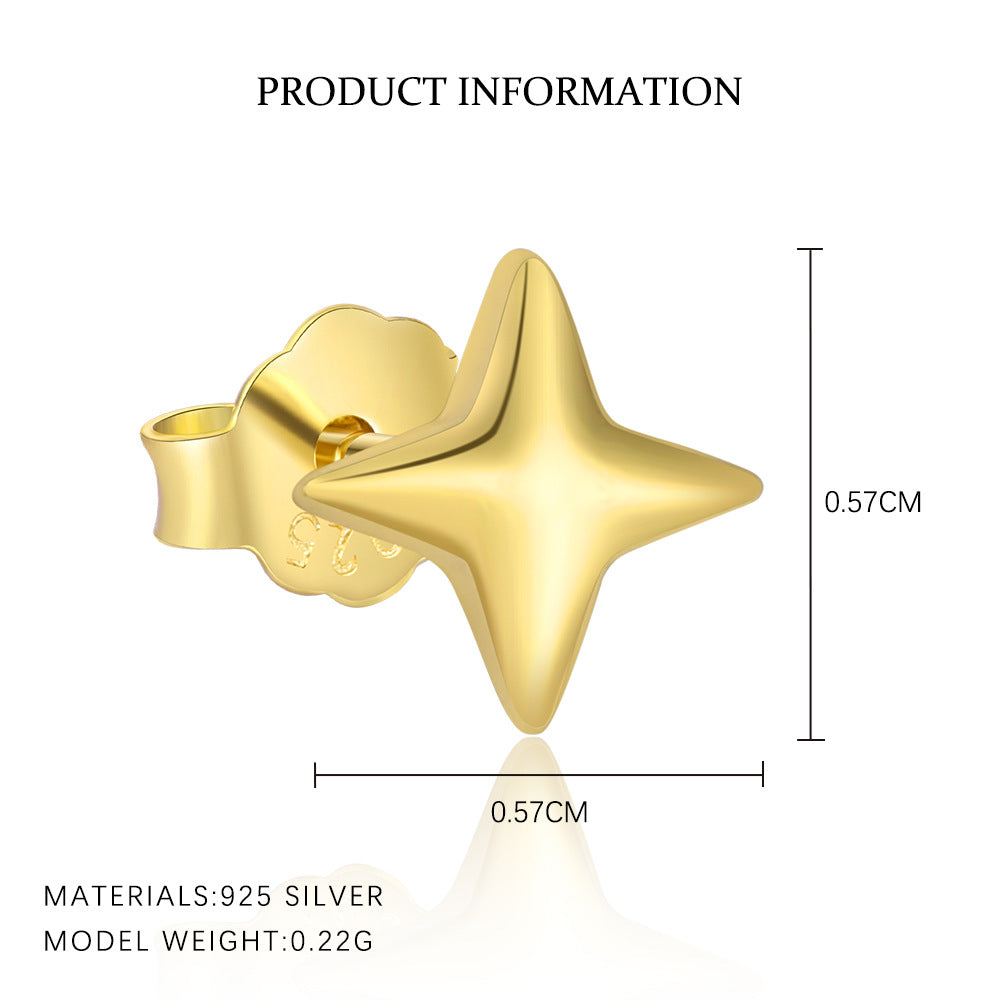 S925 Sterling Silver Star Stud Earrings with Zirconia