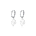 925 Sterling Silver Pearl and Zircon Earrings
