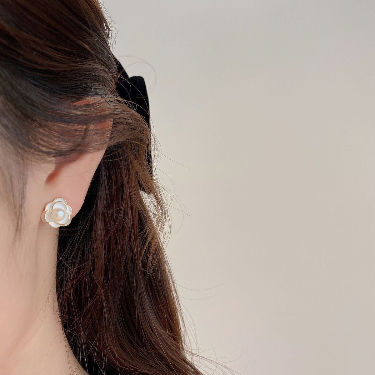 S925 Silver Flower Earrings - Golden