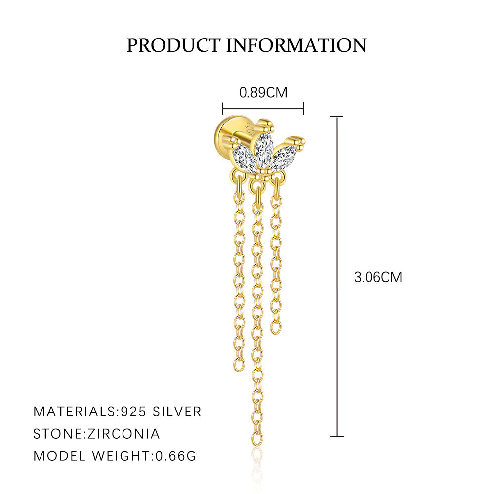 S925 Sterling Silver Zircon Stud Earrings