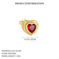 S925 Sterling Silver Heart Stud Earrings with Colorful Cubic Zirconia