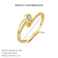 S925 Sterling Silver Open Ring with Zirconia