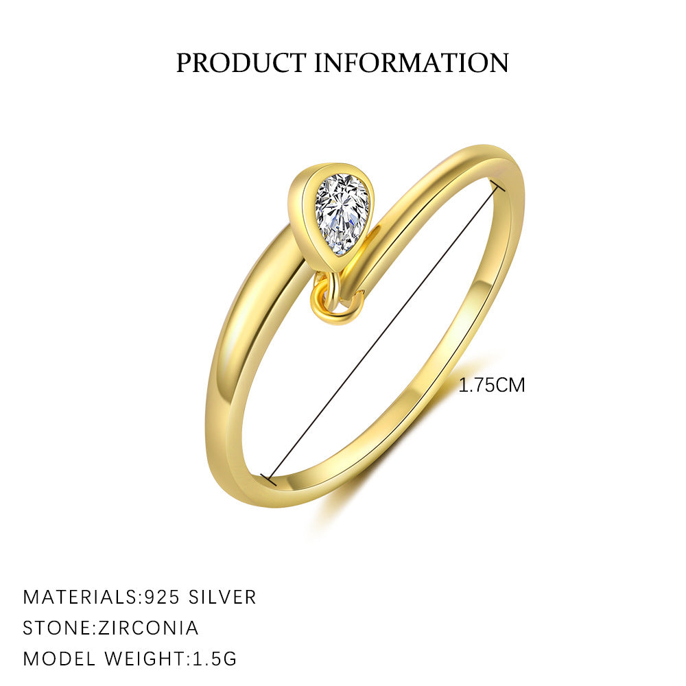 S925 Sterling Silver Open Ring with Zirconia