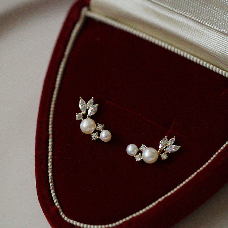 925 sterling silver pearl earrings - golden