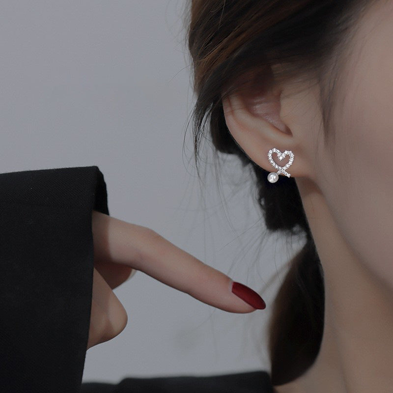 925 sterling silver pearl earrings - silvery