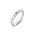 S925 Sterling Silver Plain Band Ring with Colorful Zirconia