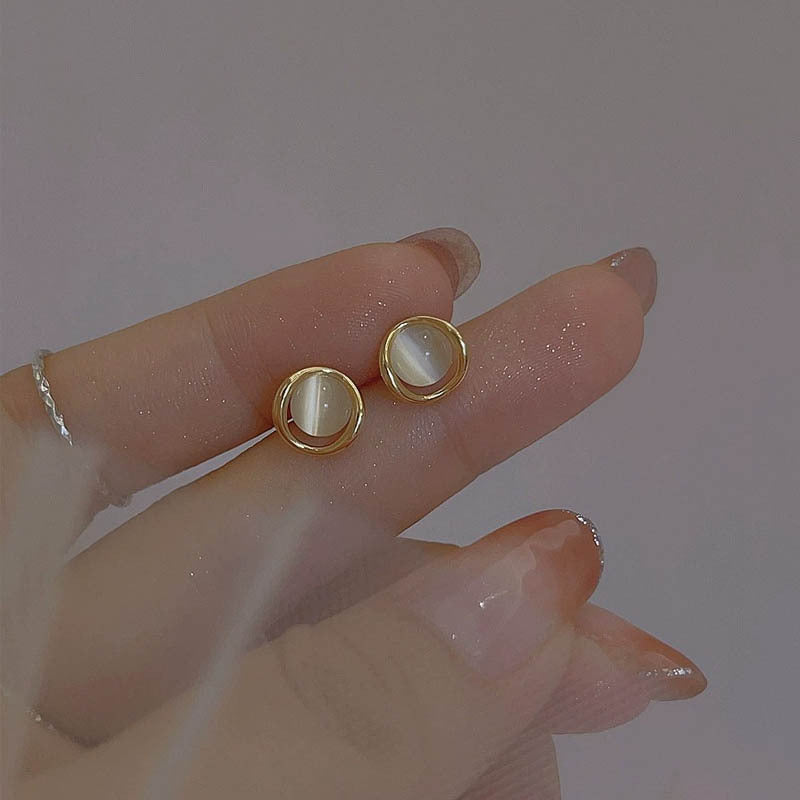 925 sterling silver cat eye stone earrings
