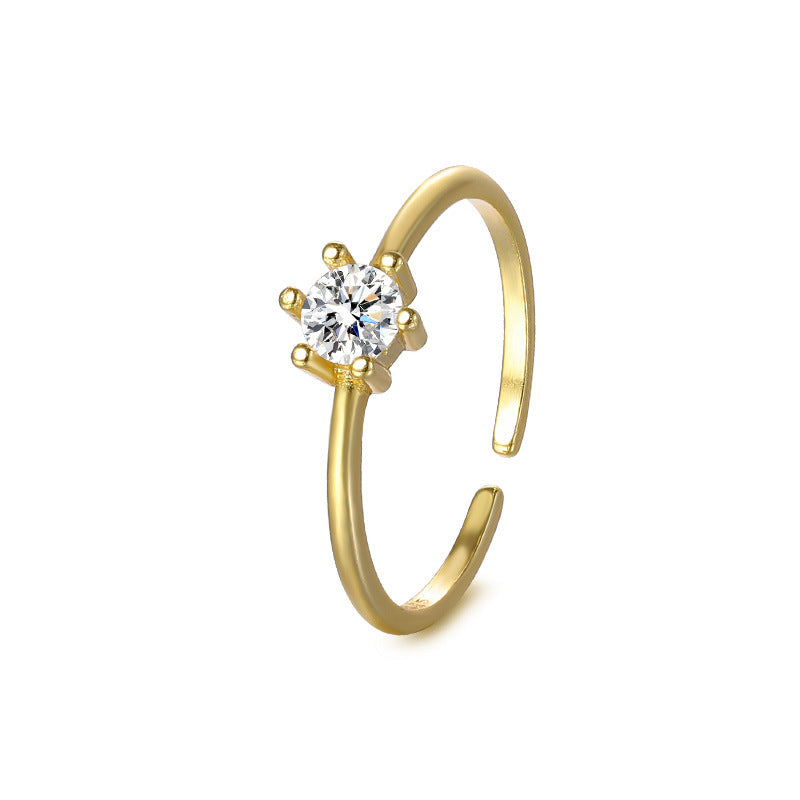 S925 Sterling Silver Zircon Open Ring