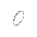 S925 Sterling Silver Rainbow Zircon Ring