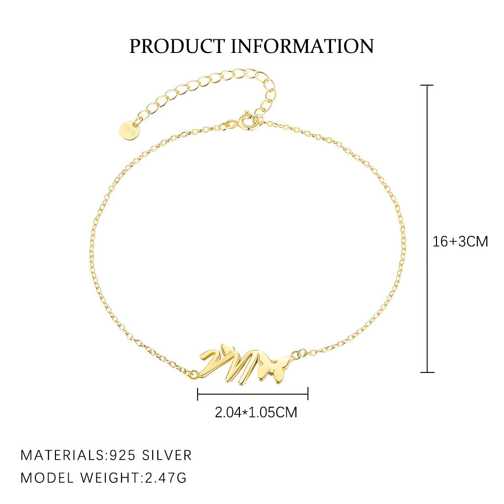 S925 Sterling Silver 26-Letter Bracelet