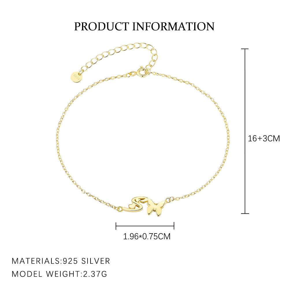 S925 Sterling Silver 26-Letter Bracelet