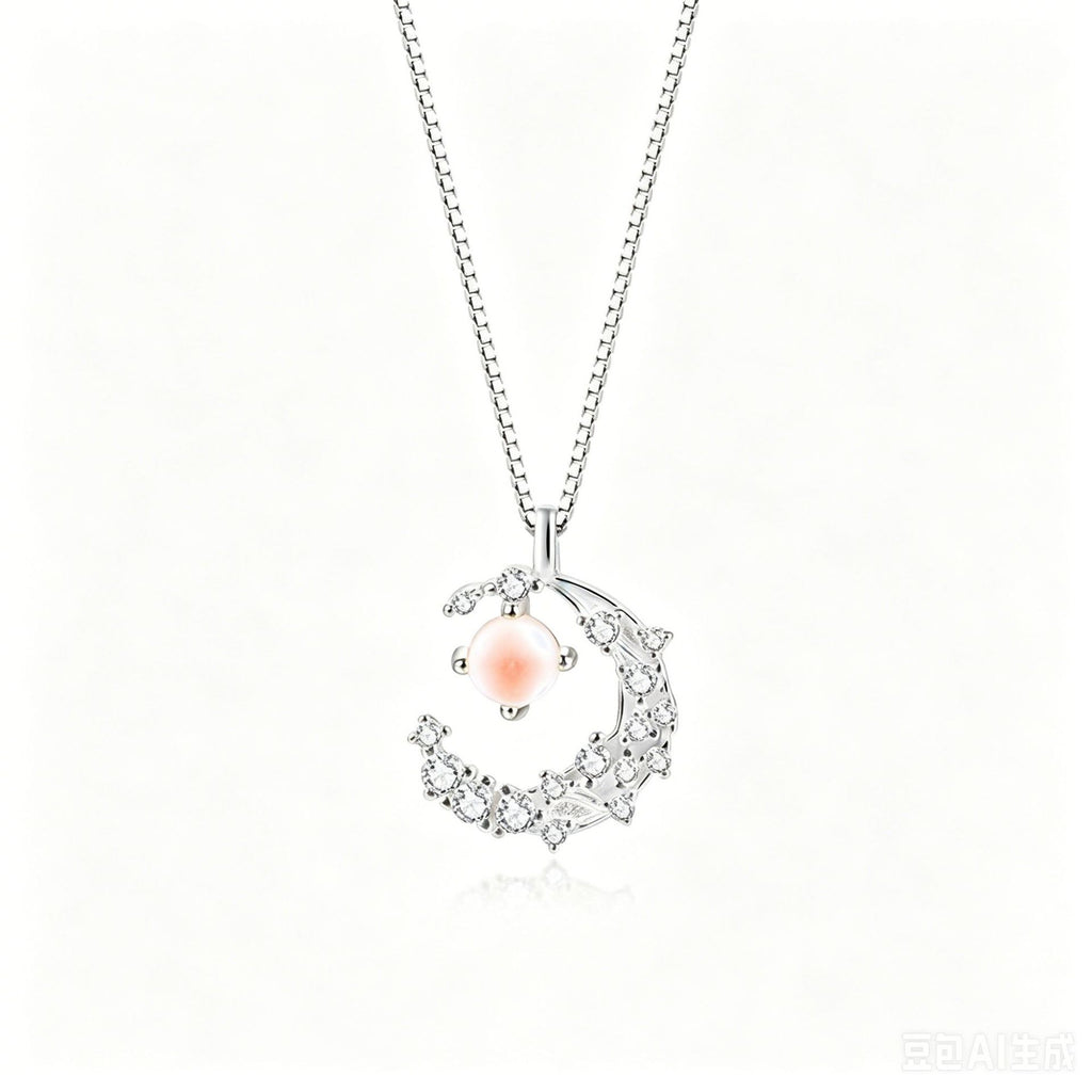 S925 Sterling Silver Moonstone and Zircon Collarbone Necklace