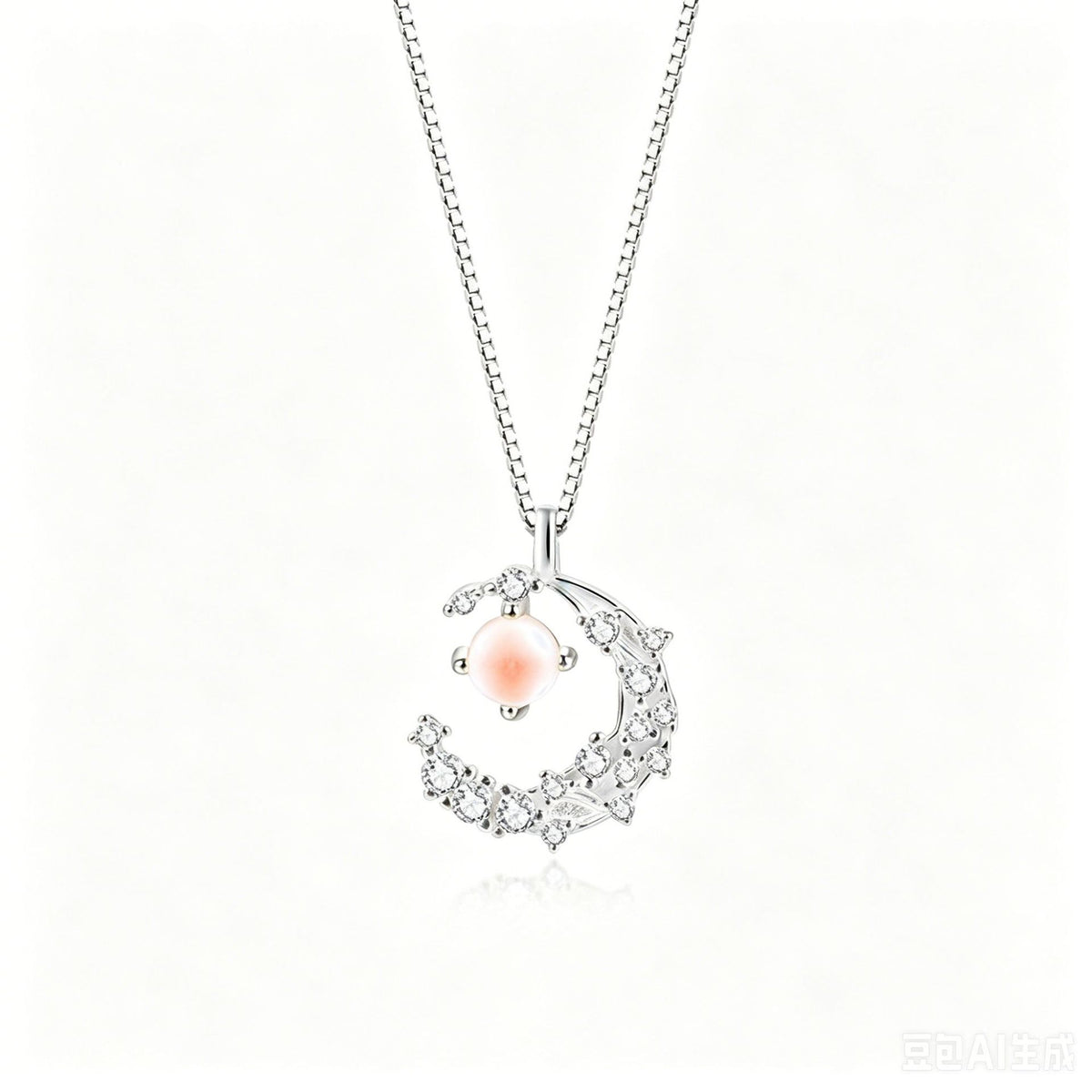 S925 Sterling Silver Moonstone and Zircon Collarbone Necklace