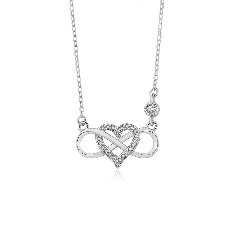 925 Sterling Silver Zircon Figure-8 Necklace