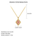 S925 Sterling Silver Cubic Zirconia Square Pendant Necklace