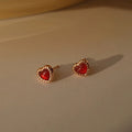 925 sterling silver heart earrings - champagne golden