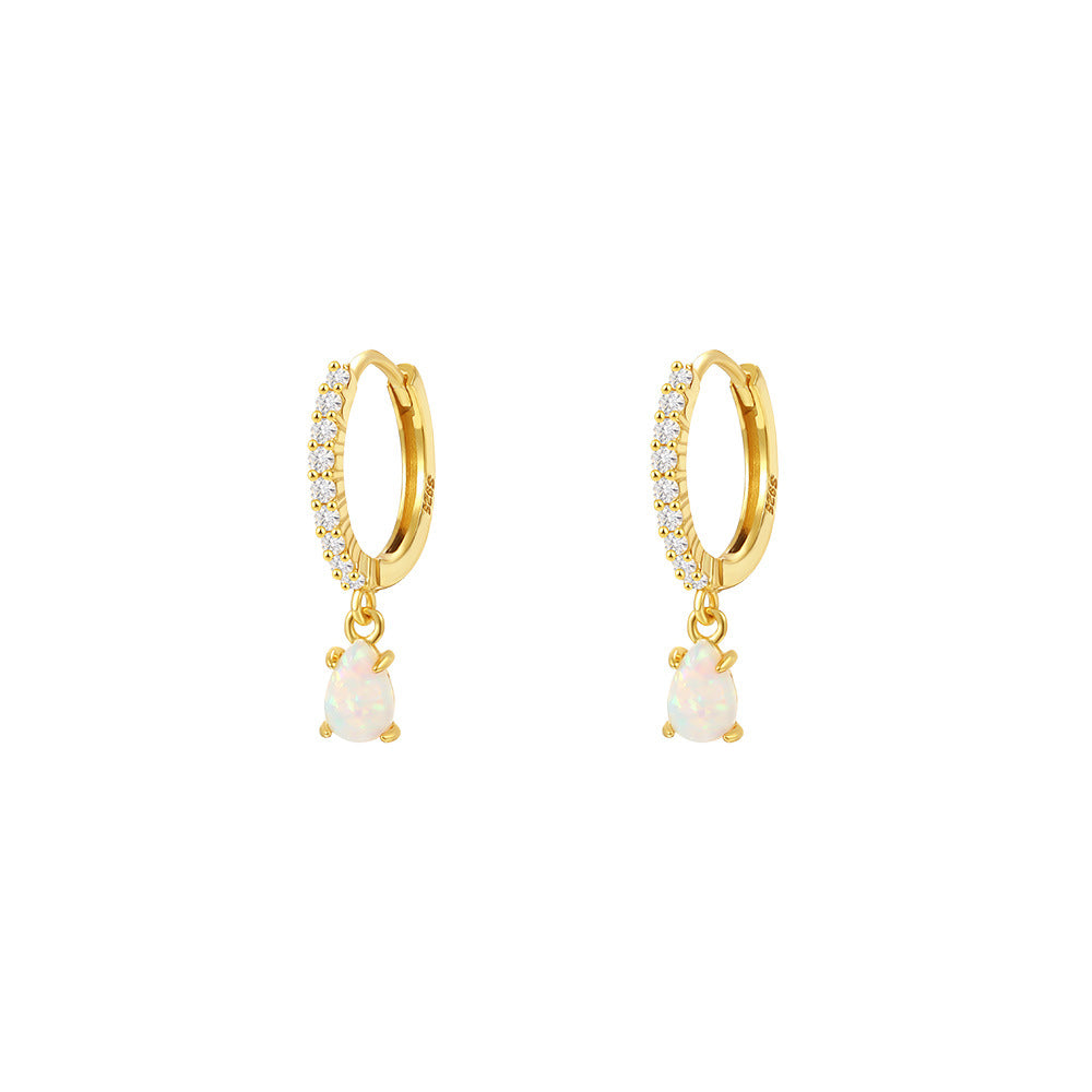 S925 Sterling Silver Opal and Zircon Earring and Ring Set