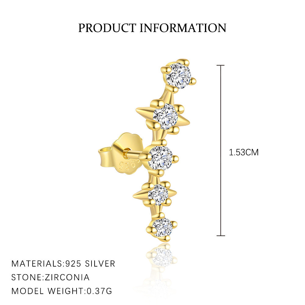 S925 sterling silver stud earrings with cubic zirconia