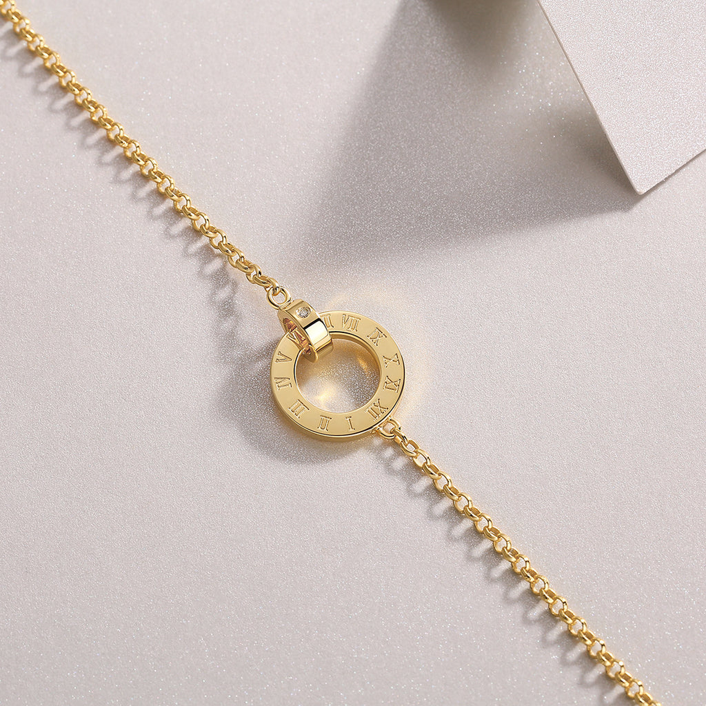 Gold-tone 925 silver moissanite bracelet