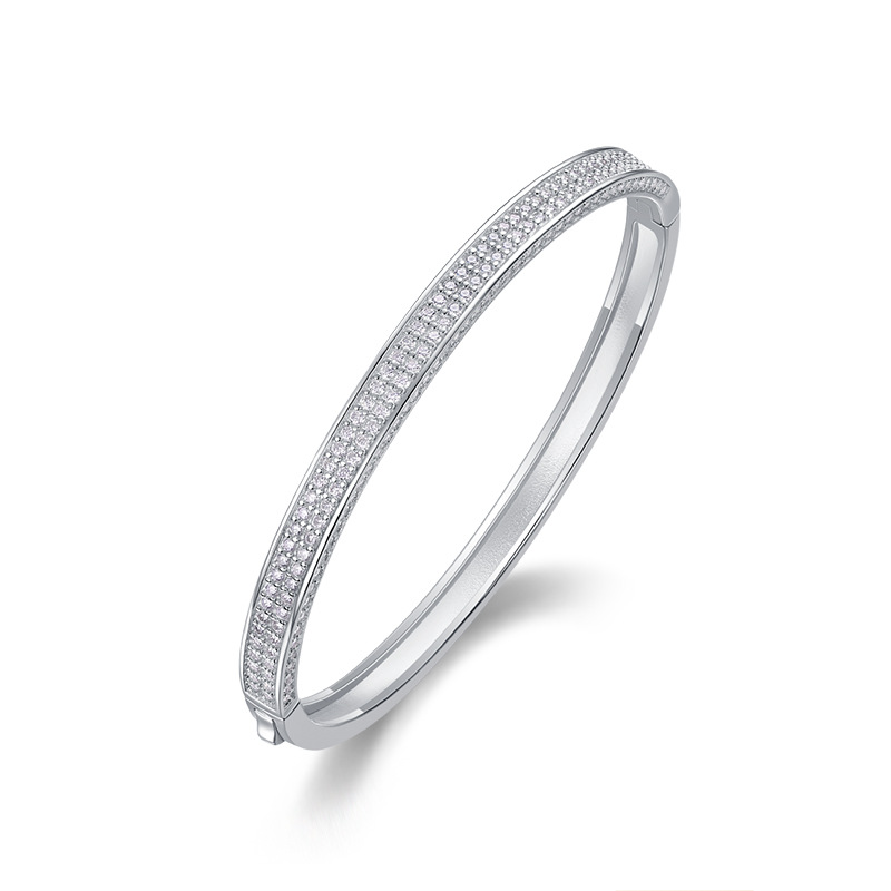 925 Sterling Silver Moissanite Bracelet with Adjustable Clasp