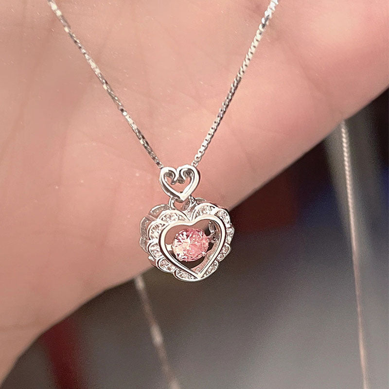 925 sterling silver heart pendant necklace - silvery