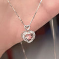 925 sterling silver heart pendant necklace - silvery