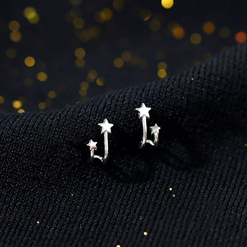925 sterling silver star earrings - silvery