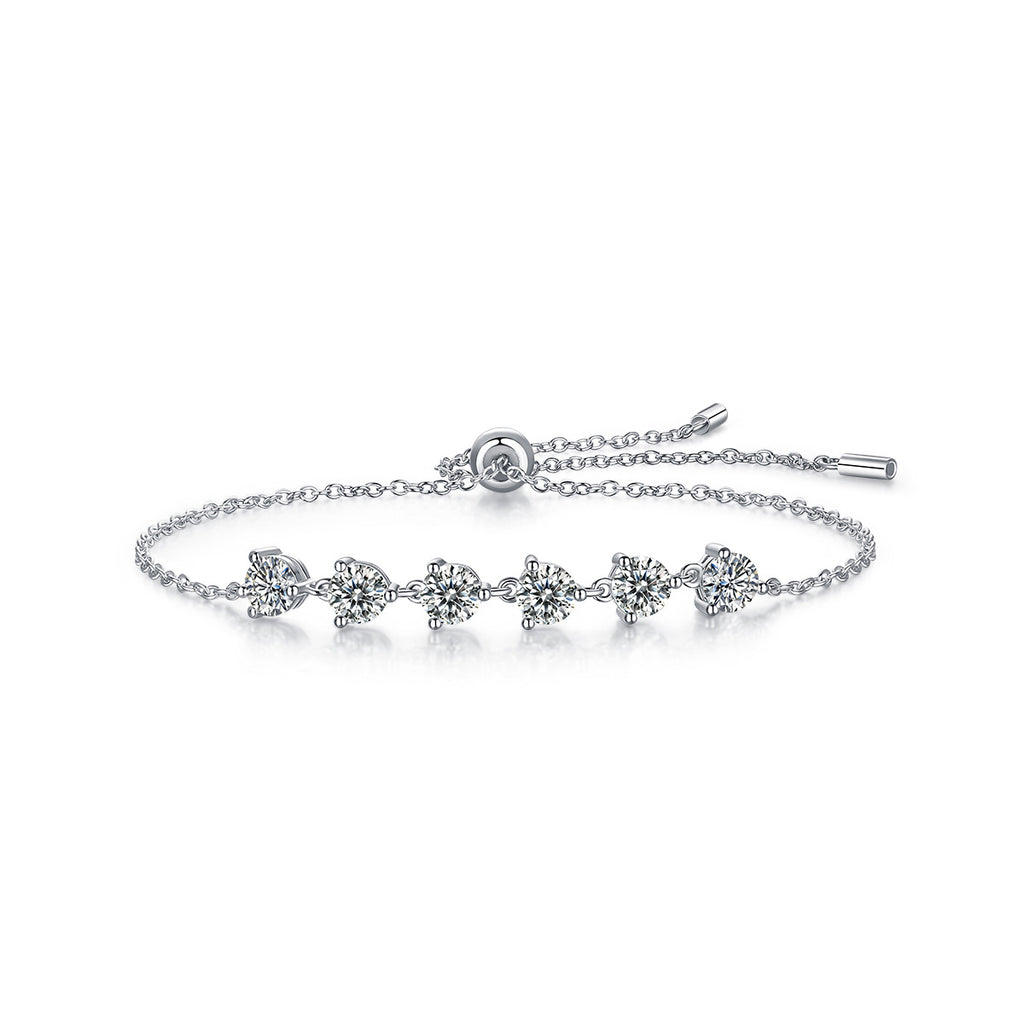 New S925 Silver Moissanite Bracelet with Dreamy Hues