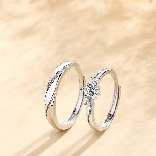 925 sterling silver couple ring - silvery