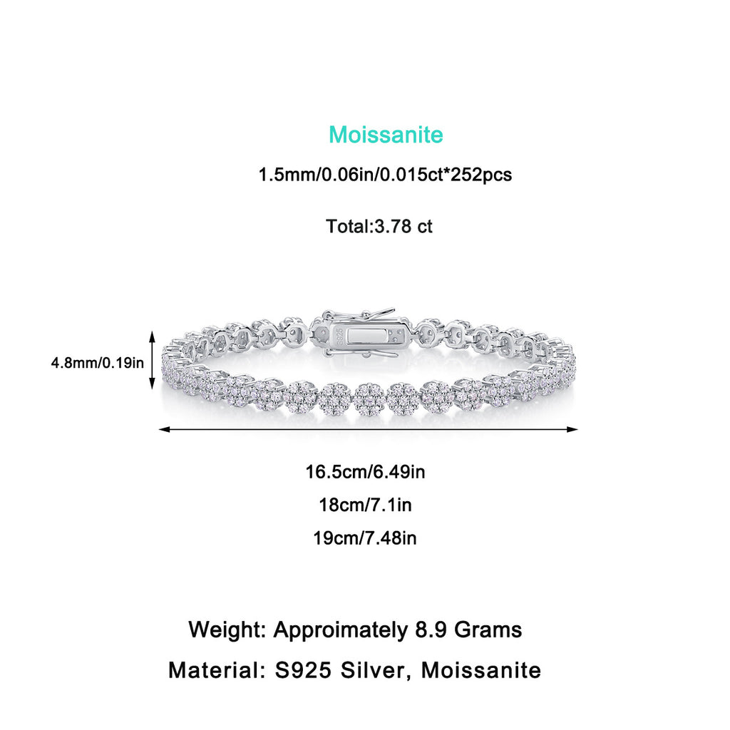 S925 Silver Moissanite Row Bracelet