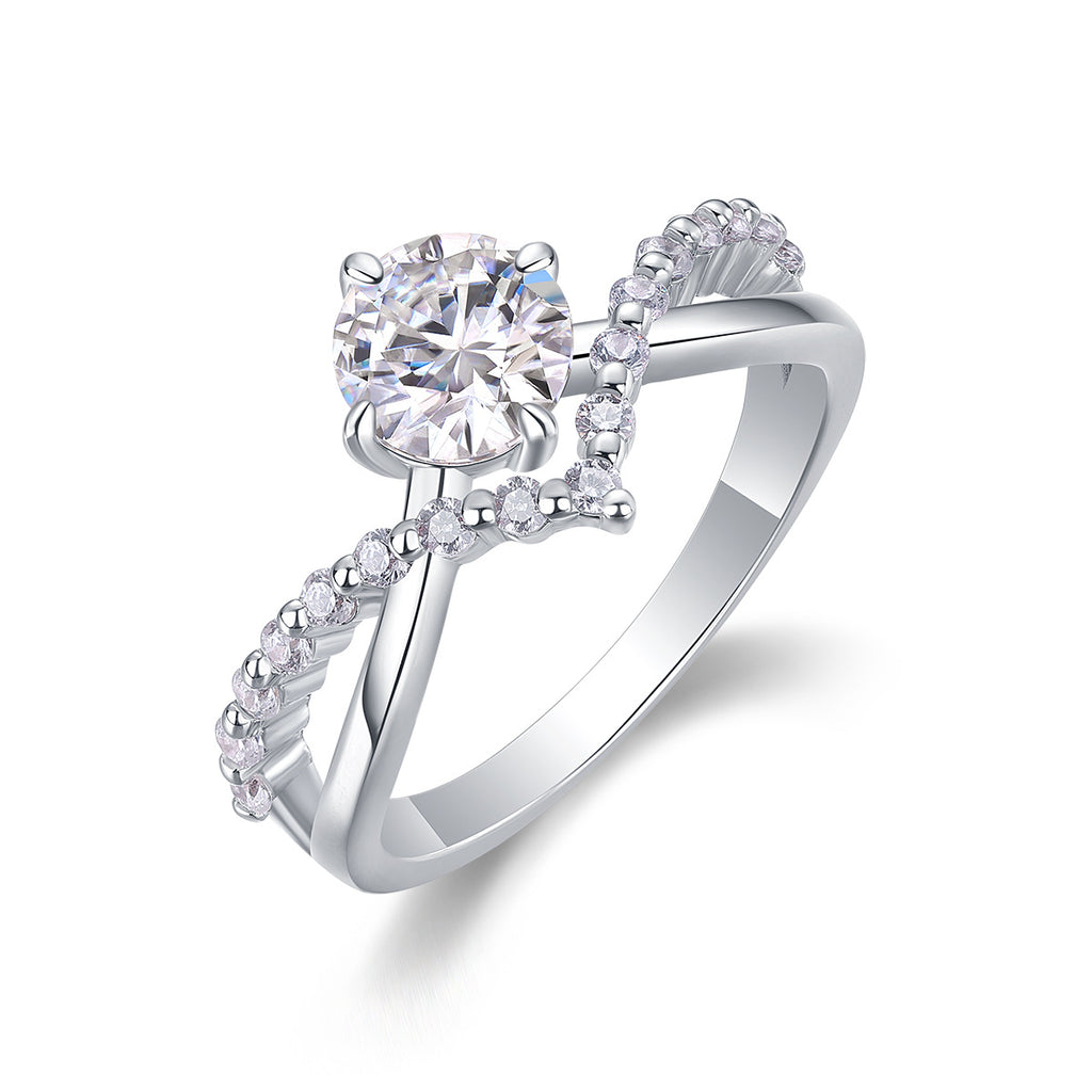 S925 Silver Moissanite Solid-Band Ring