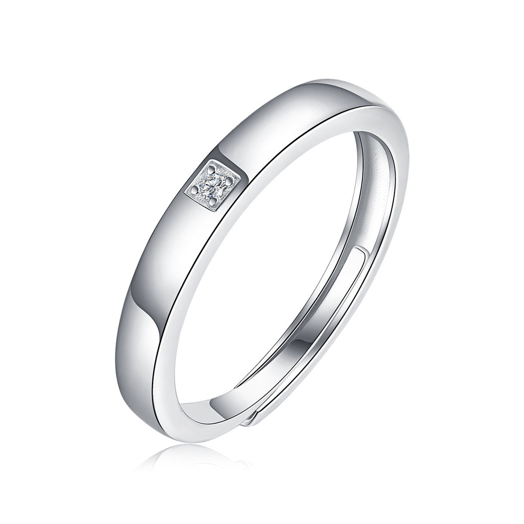 S925 Sterling Silver Moissanite Open-Band Couple's Rings