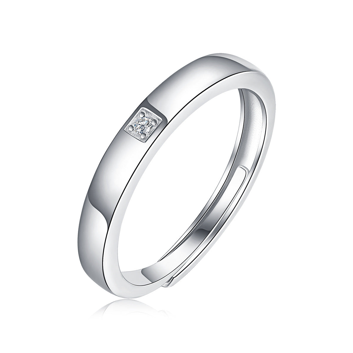 S925 Sterling Silver Moissanite Open-Band Couple's Rings
