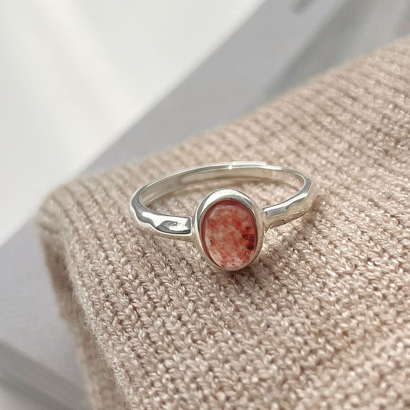 925 sterling silver strawberry crystal ring - silvery