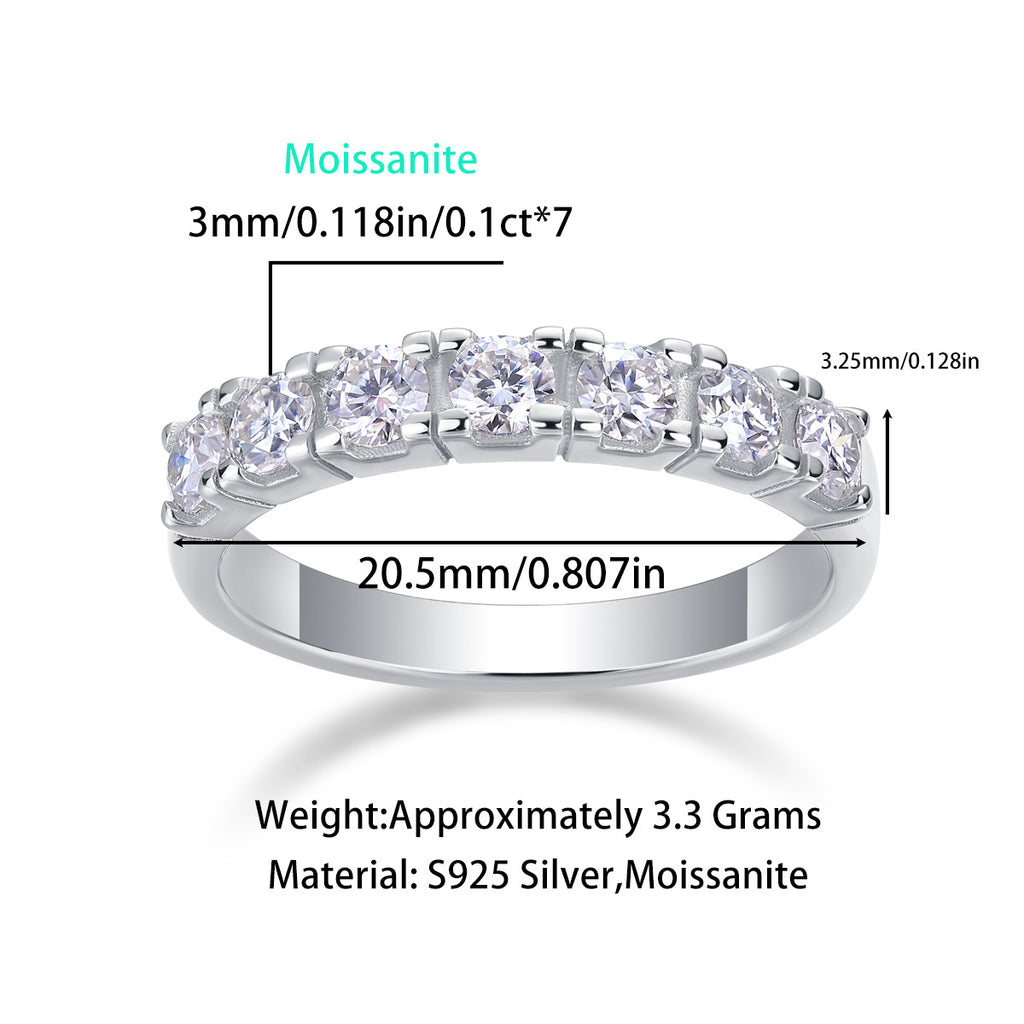 S925 Sterling Silver Moissanite Solid-Band Ring