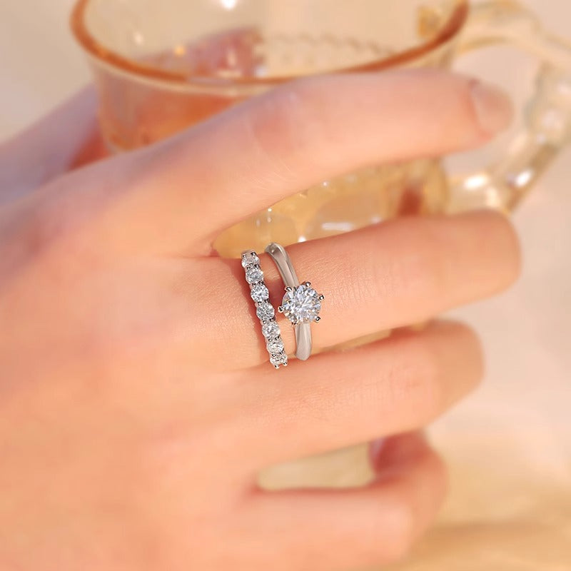925 Sterling Silver Moissanite Pile Diamond Ring
