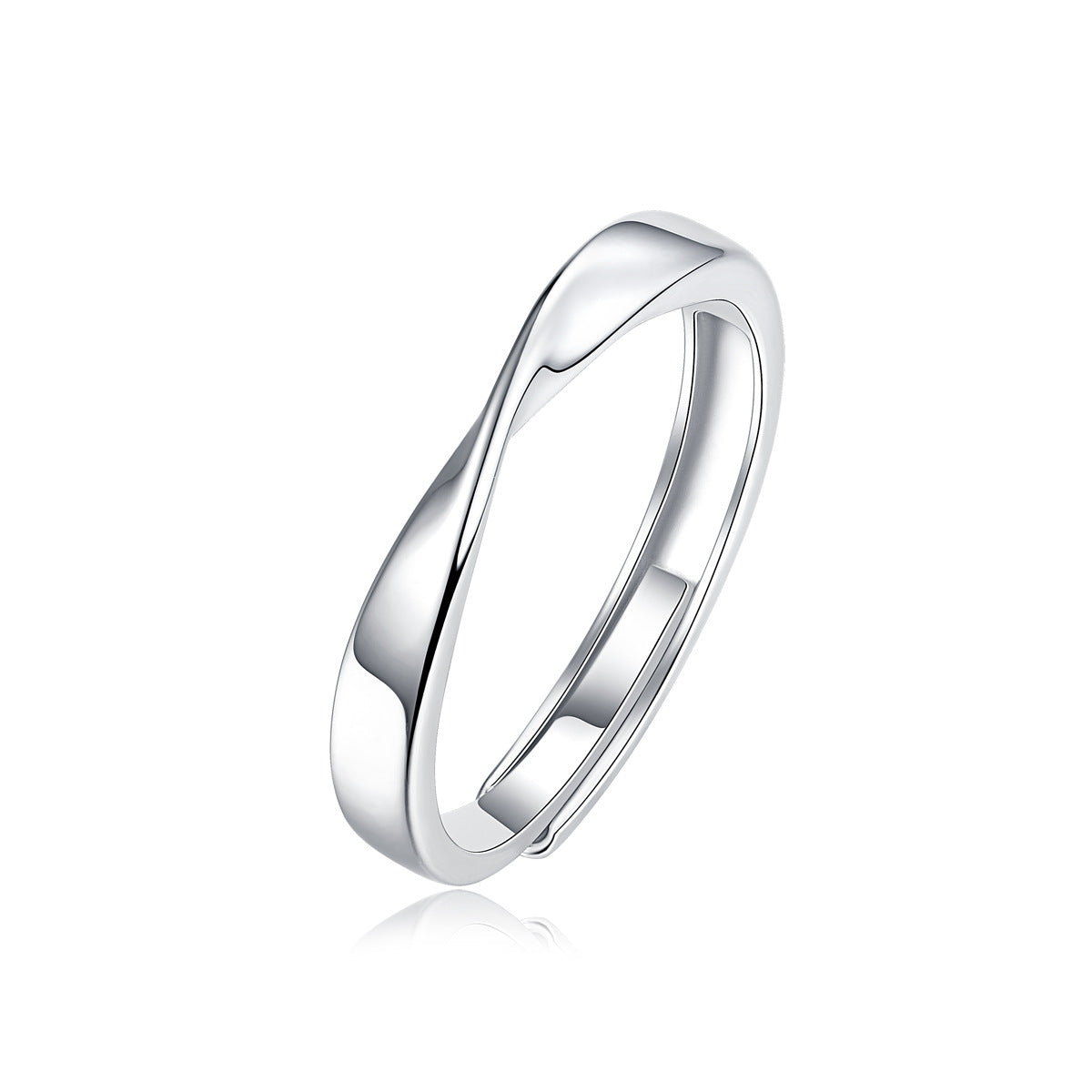 S925 Silver Moissanite Adjustable Möbius Couple's Ring